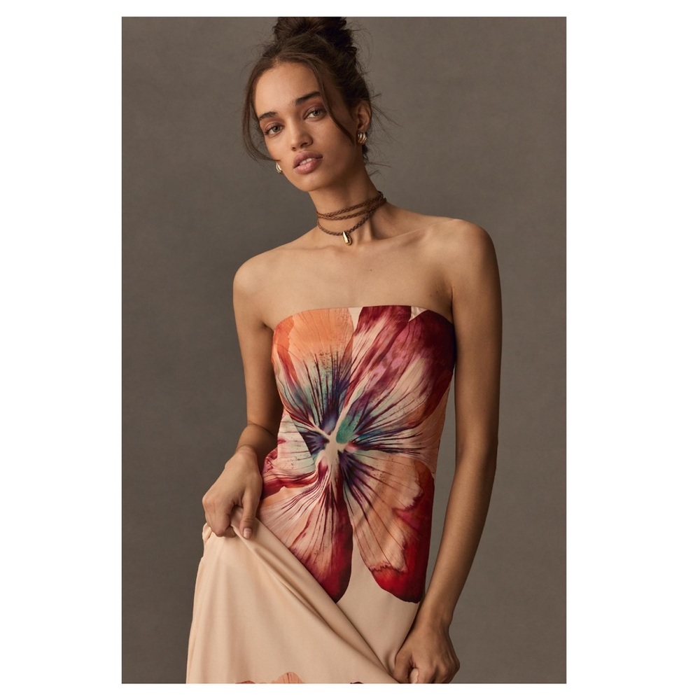 Sexy Strapless Floral Maxi Slip Dress
